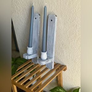 ‎Rustic wood candle sconce